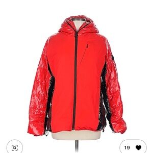 G-LOVES Red & Black Glossy Puffer Snow Jacket
Size: L